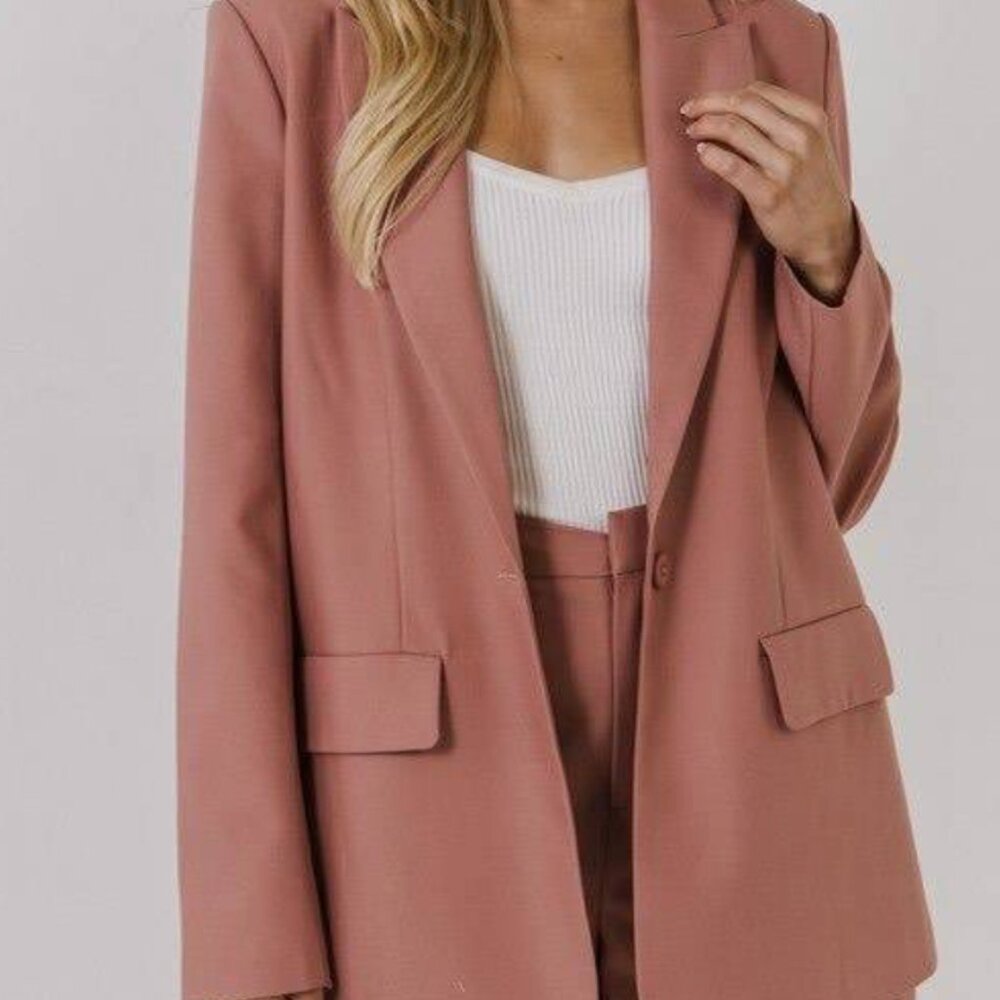 Endless Rose Dusty Rose Single Breasted Blazer